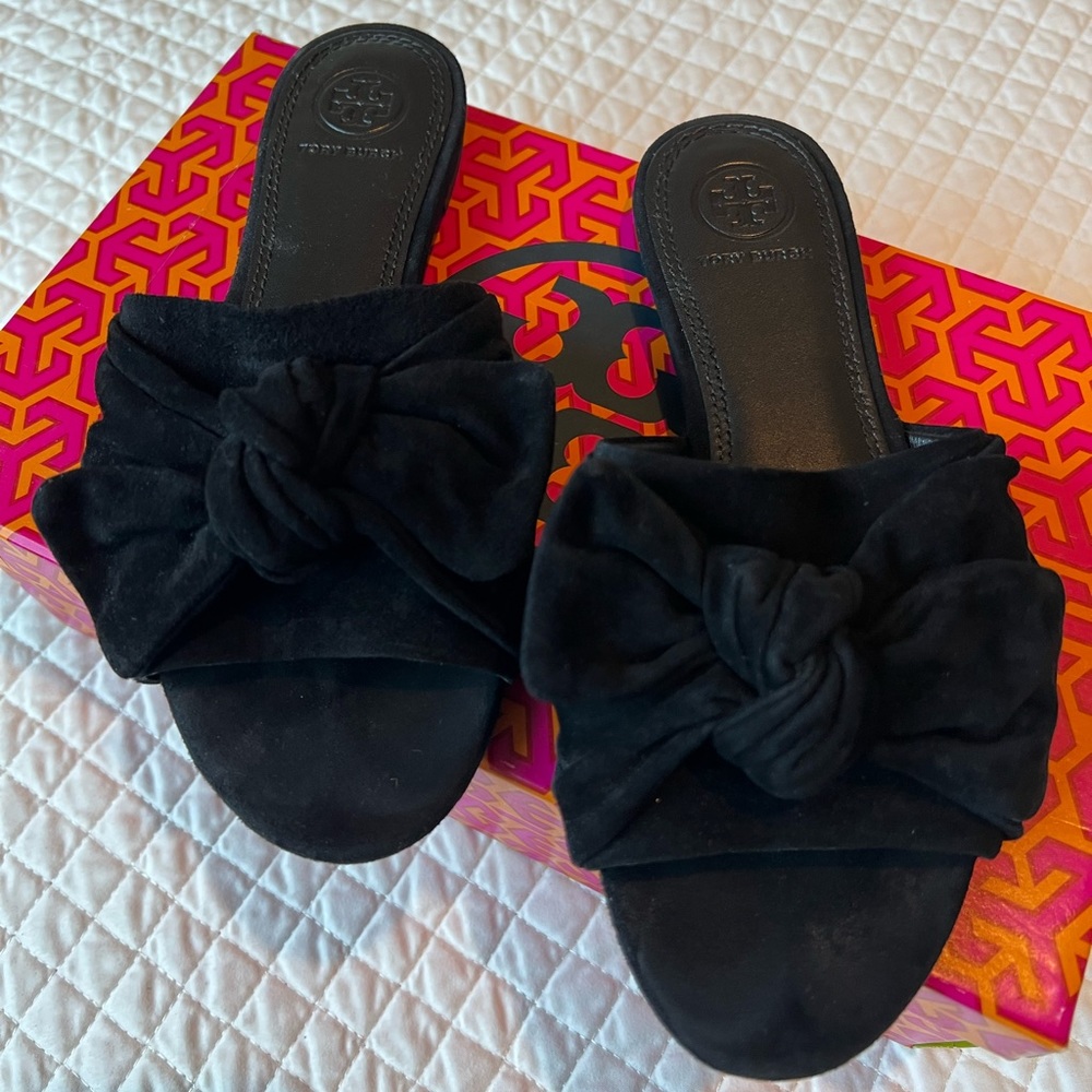 Tory Burch - Annabelle Bow Slides - Black -Size 6 - image 1